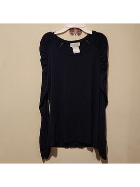 ❤️ CREATION L RUCHED HEM LONG SLEEVE PUFF SHOULDER TOP, 4
